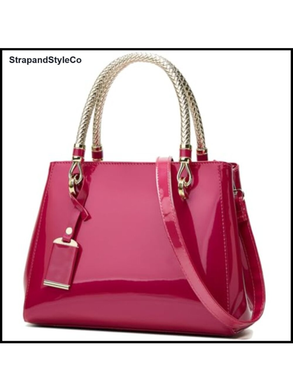 Patent Leather Satchel Top Handle Shoulder Bag Tote Evening Purse